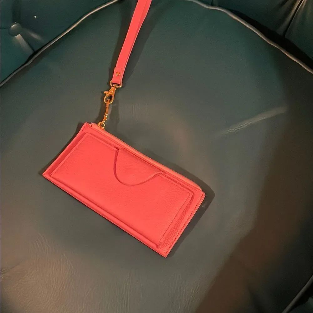 Elegant PinkโWristlet Clutch with GoldโAccents